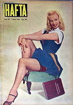 Sabrina in 'Blue Murder at St Trinians' on the cover of Turkish HAFTA magazine 1958