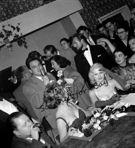 Sabrina with Barbara Roscoe and Bob Monkhouse at the Miss Venus 1956 Beauty Contest

