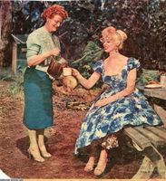Sabrina and mum have billy tea at Healesville in 1959