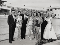 Sabrina judges the 1956 Miss Great Britain beauty competition