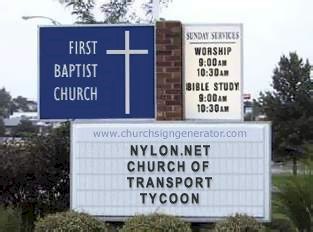 Church of Transport Tycoon sign